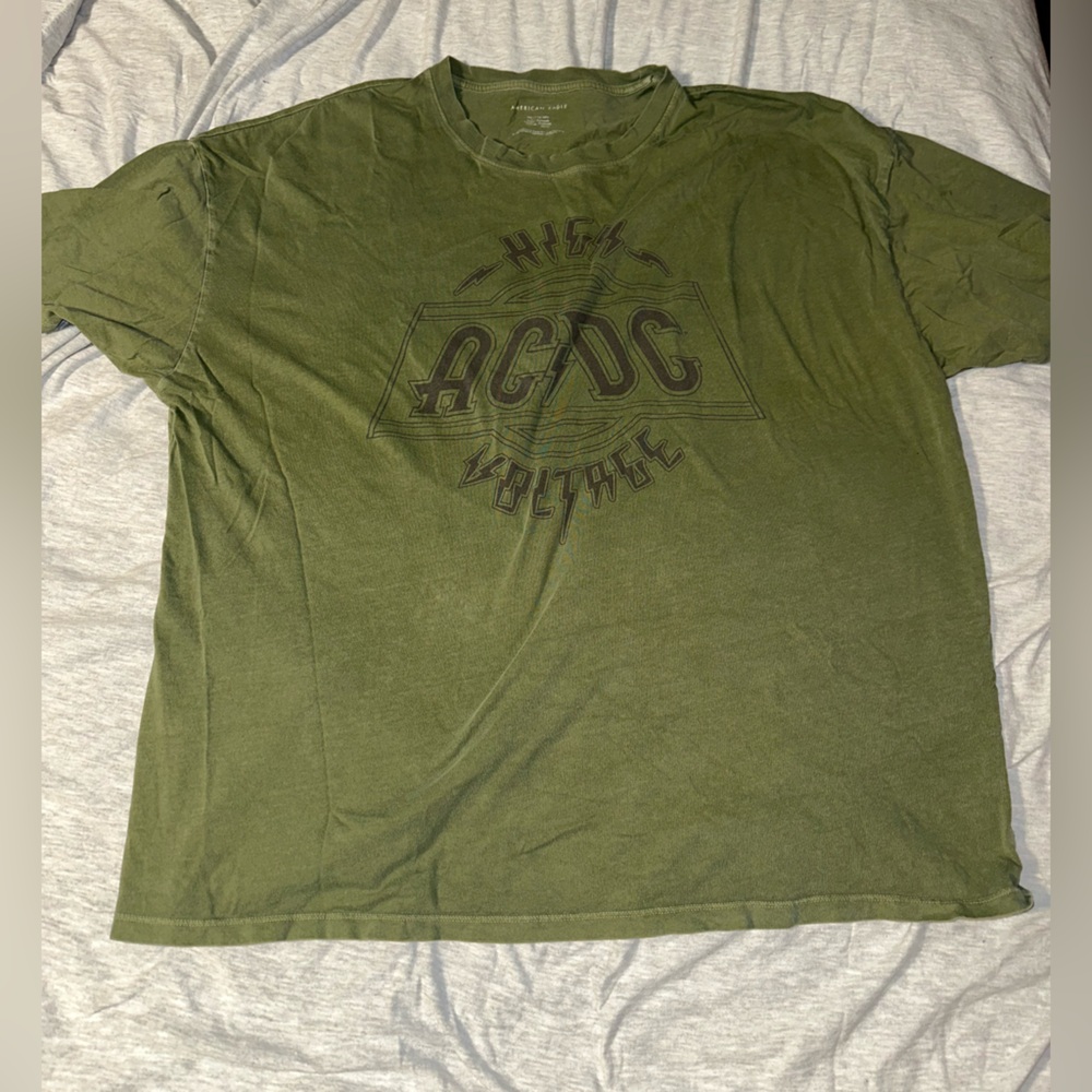 American Eagle Outfitters Green Short Sleeve AC/DC Tee